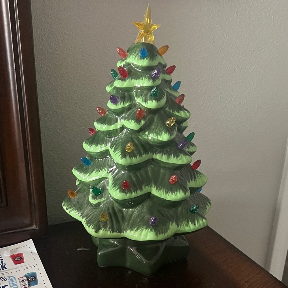 Festive Ceramic Christmas Tree with Multicolor Lights